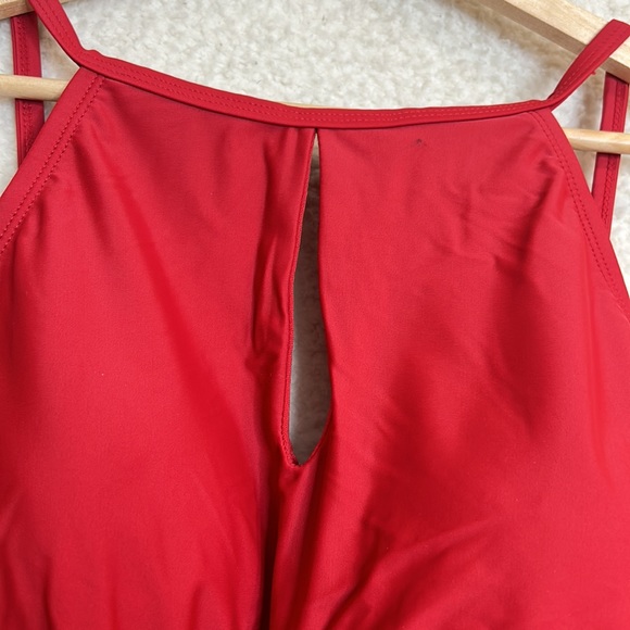 NWOT Womens Bathing Suit One Piece Stretch Dark Red Key Hole XLarge XL - Picture 4 of 7